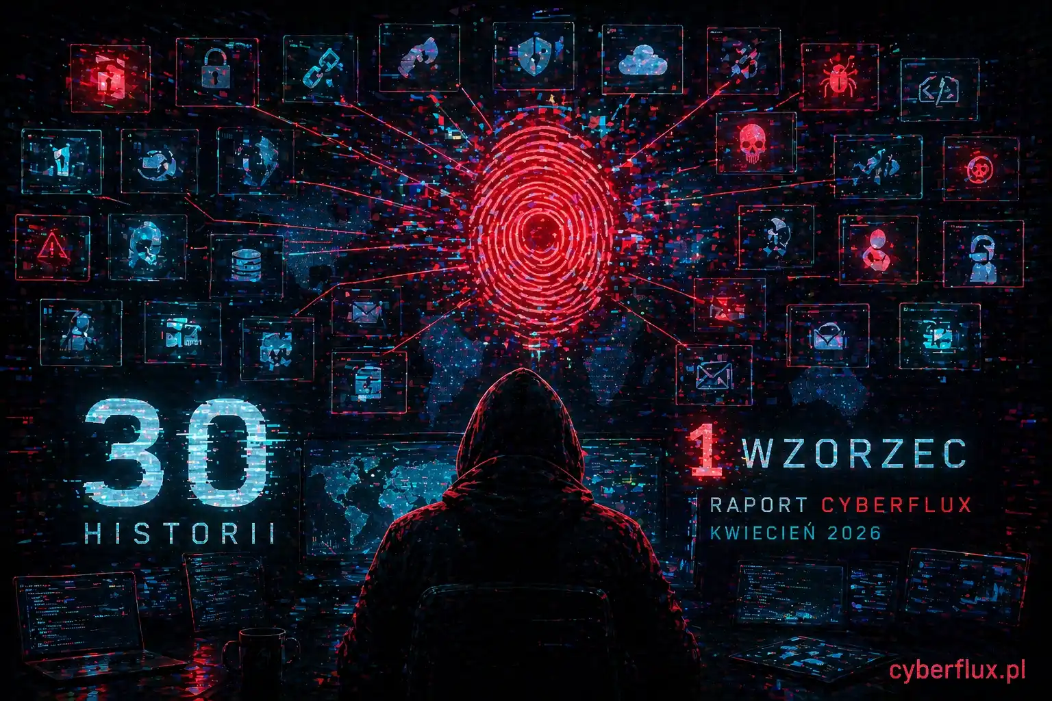 Trzydzieści historii, jeden wzorzec. Raport cyberflux z kwietnia 2026