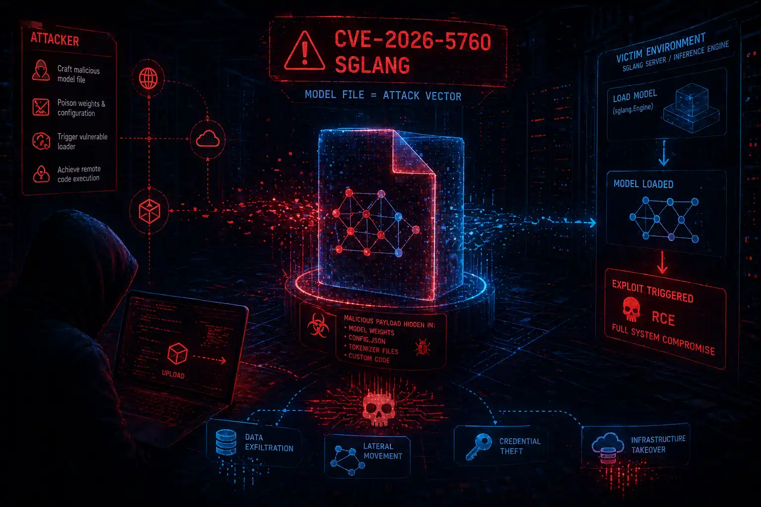 Nie złośliwe oprogramowanie, tylko model AI. Co CVE-2026-5760 w SGLang mówi o tym, że plik modelu stał się wektorem ataku