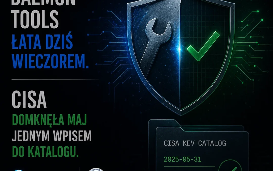 DAEMON Tools łata dziś wieczorem. CISA domknęła maj jednym wpisem do katalogu.