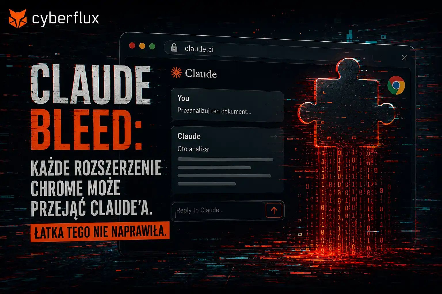 ClaudeBleed: każde rozszerzenie Chrome może przejąć Claude'a. Łatka tego nie naprawiła