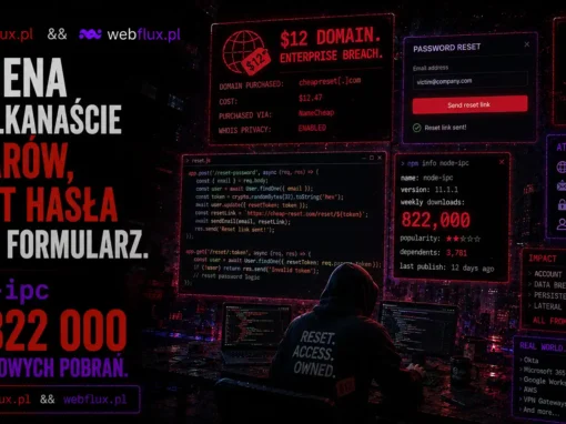 Domena za kilkanaście dolarów, reset hasła przez formularz. node-ipc miał 822 000 tygodniowych pobrań.