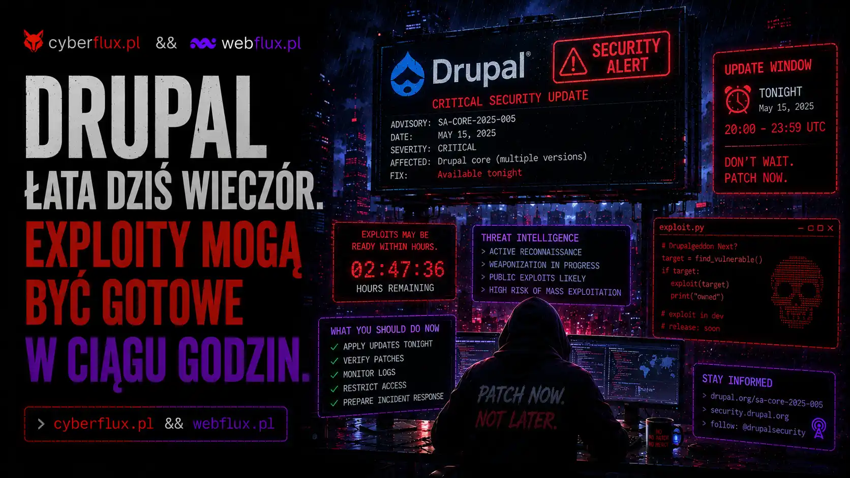 Drupal łata dziś wieczór. Exploity mogą być gotowe w ciągu godzin. Drupal łata dziś wieczór. Exploity mogą być gotowe w ciągu godzin.