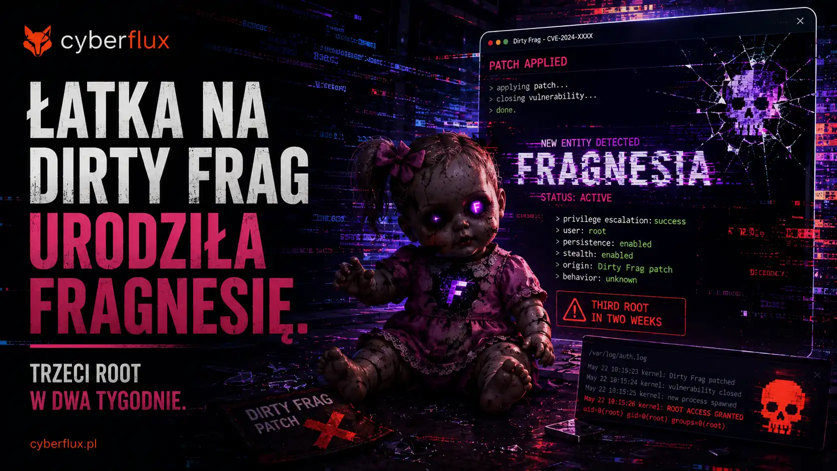 Łatka na Dirty Frag urodziła Fragnesię. Trzeci root w dwa tygodnie.