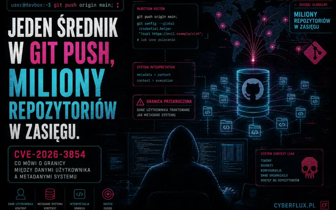 Jeden średnik w git push, miliony repozytoriów w zasięgu. Co CVE-2026-3854 mówi o granicy między danymi użytkownika a metadanymi systemu