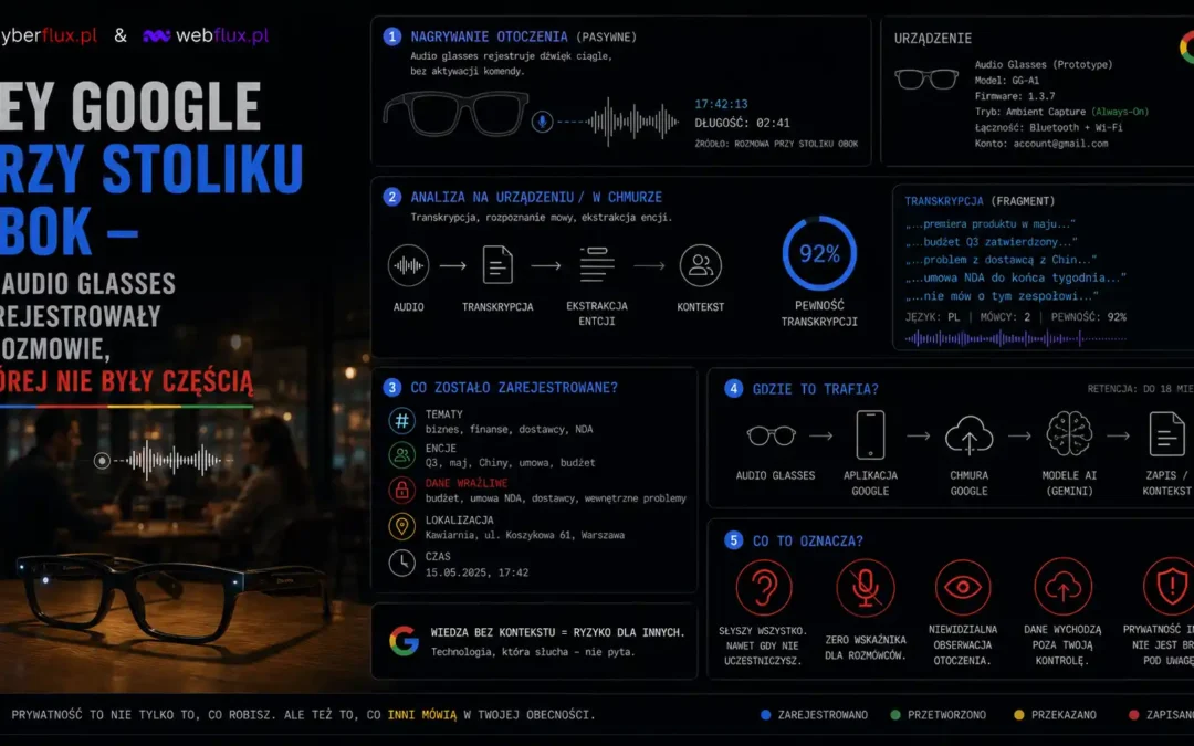 Hey Google przy stoliku obok — co audio glasses zarejestrowały o rozmowie której nie były częścią