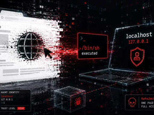 Agent przeglądający stronę ma tożsamość localhost. AutoJack pokazuje, że to wystarczy, by jedna strona uruchomiła kod na maszynie dewelopera.