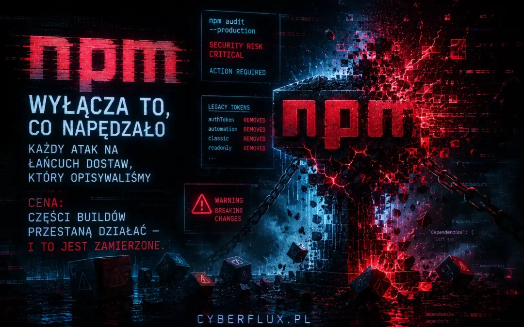 npm wyłącza to, co napędzało każdy atak na łańcuch dostaw, który opisywaliśmy. Cena: części buildów przestanie działać – i to jest zamierzone.