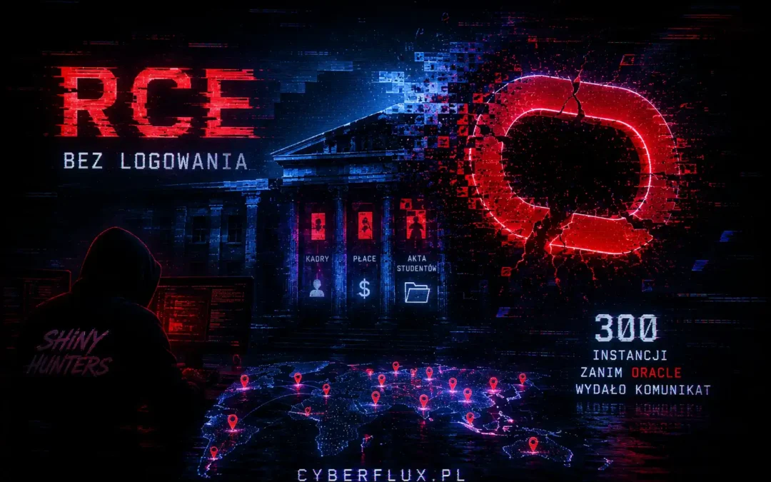 RCE bez logowania w systemie, który trzyma kadry, płace i akta studentów. ShinyHunters włamali się na 300 instancji, zanim Oracle w ogóle wydało komunikat.