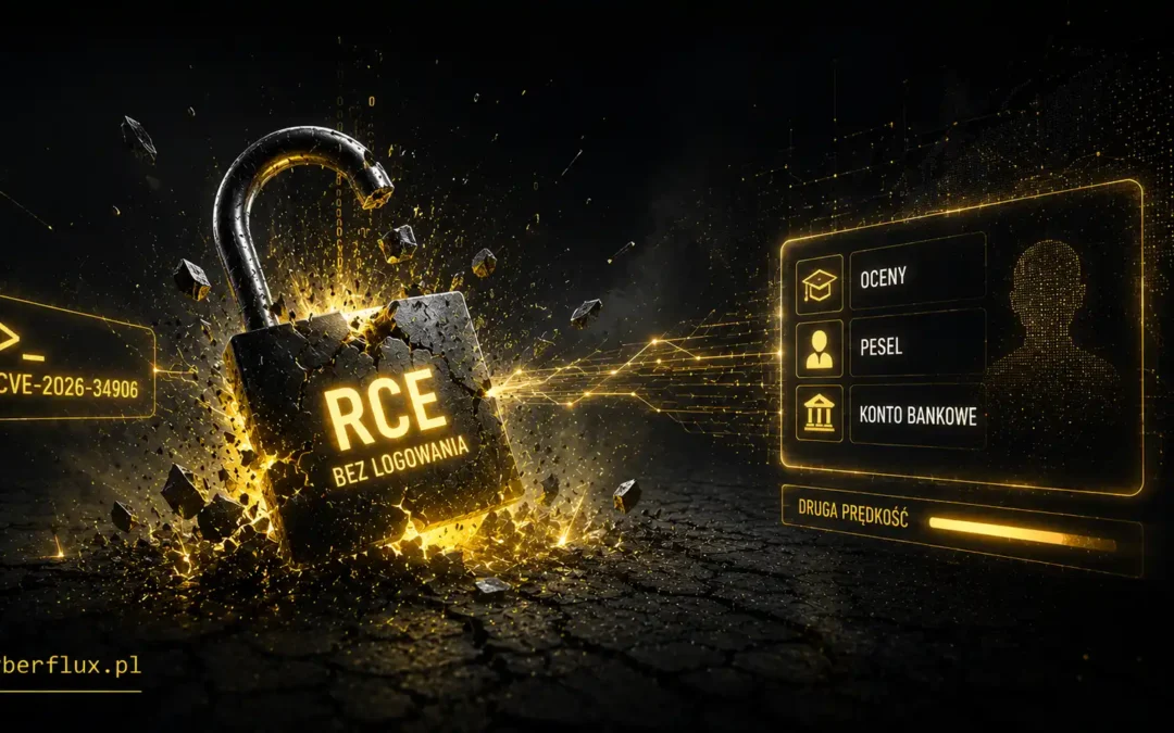 RCE bez logowania w systemie, który zna oceny, PESEL i konto bankowe studenta. Co CVE-2026-34906 mówi o drugiej prędkości polskiego oprogramowania.