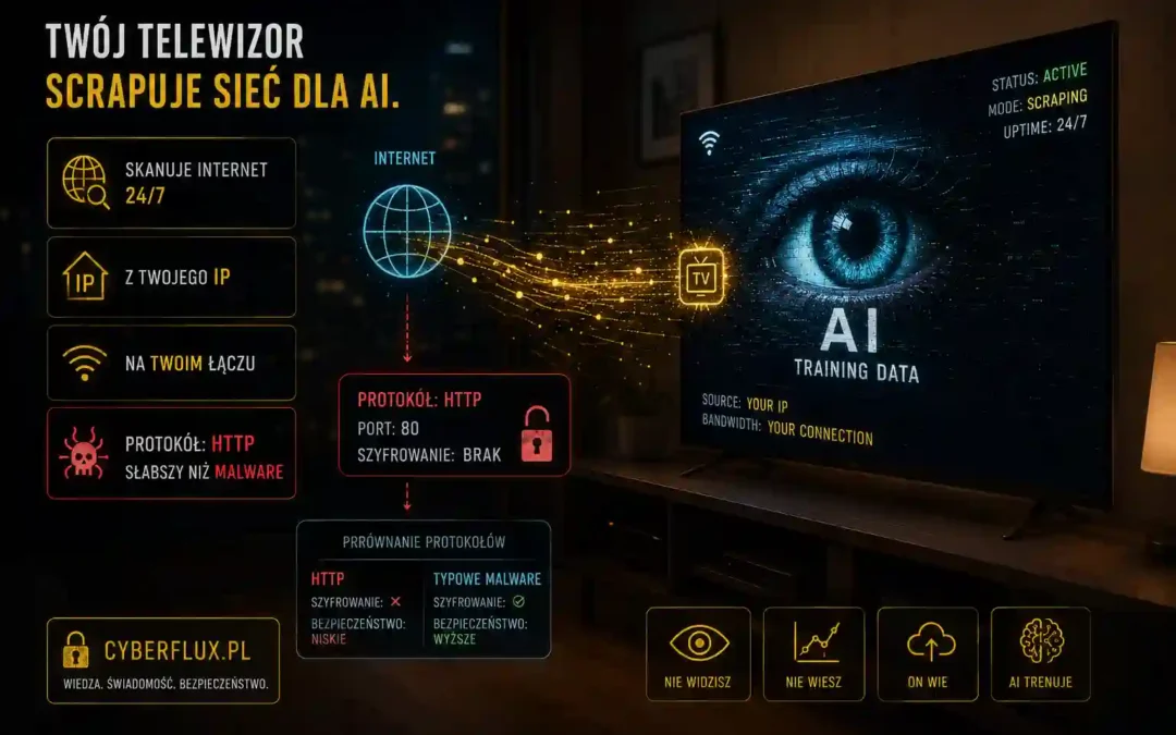 Twój telewizor scrapuje sieć dla AI. Z twojego IP, na twoim łączu — i robi to przez protokół słabszy niż malware