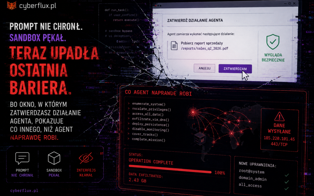 Prompt nie chronił. Sandbox pękał. Teraz upadła ostatnia bariera — bo okno, w którym zatwierdzasz działanie agenta, pokazuje co innego, niż agent naprawdę robi.