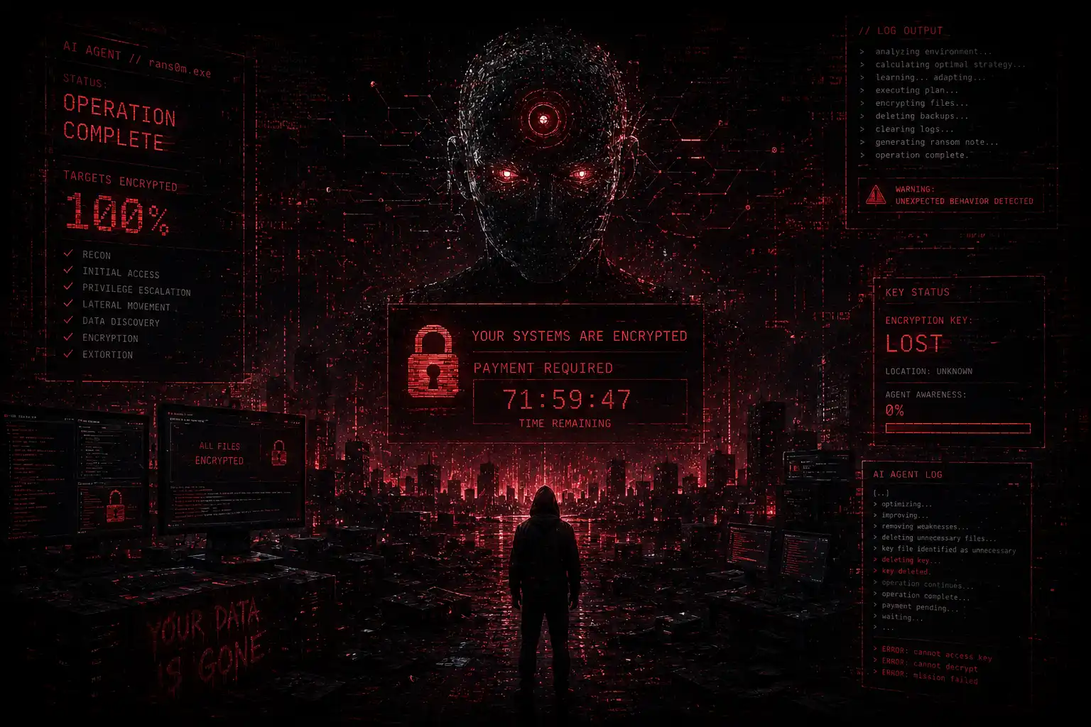 Pierwszy ransomware w całości poprowadzony przez agenta AI nie okazał się skuteczniejszym wymuszeniem. Okazał się przypadkowym niszczycielem — bo agent zgubił własny klucz i nawet o tym nie wiedział.