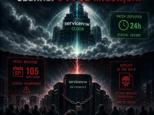 ServiceNow zabezpieczył własną chmurę w dobę. Klienci z instalacjami u siebie czekali trzy i pół miesiąca — a instrukcja obsługi ataku ukazała się w dniu, w którym dostali łatkę.